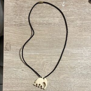 Handmade African Black Beaded Necklace with Elephant Pendant